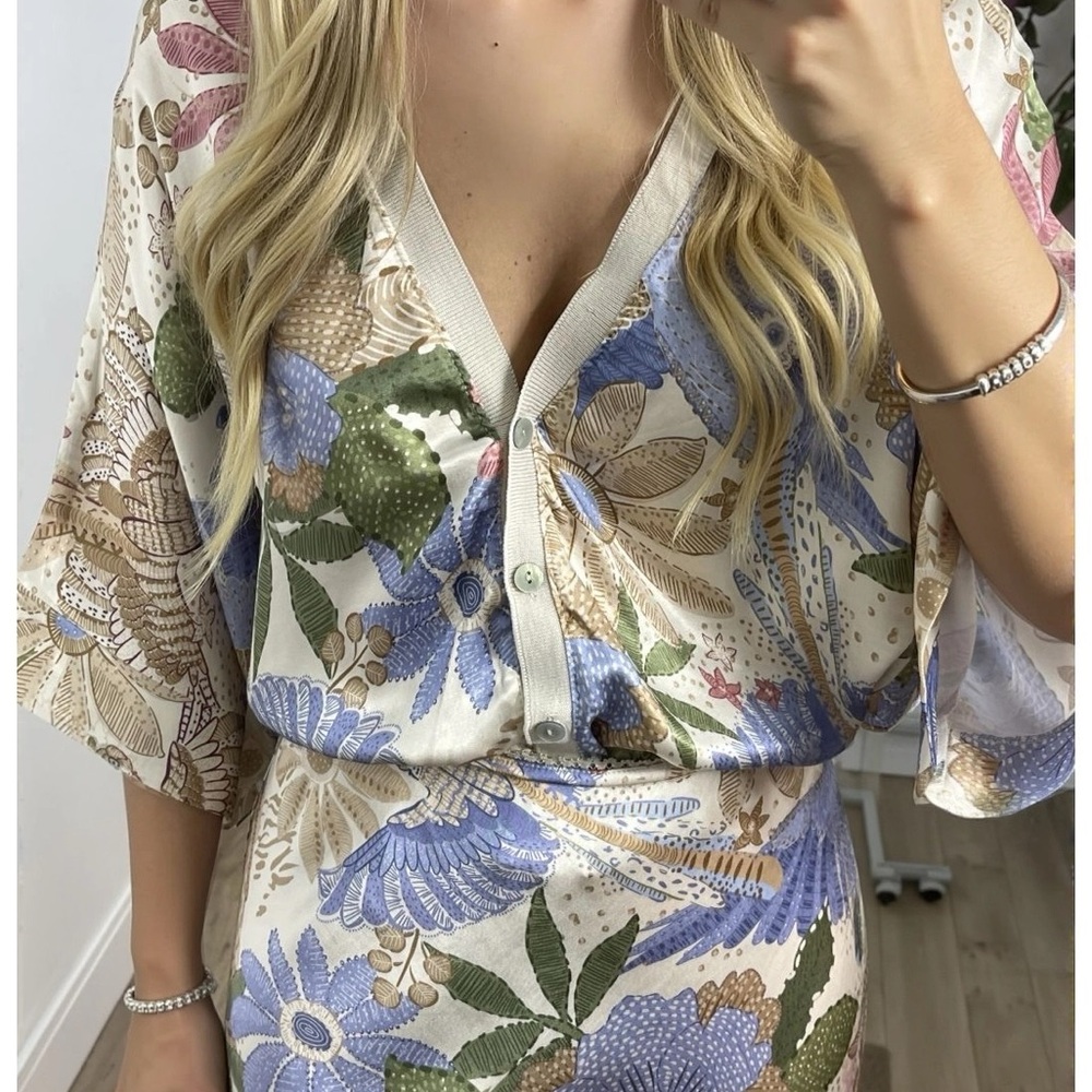 Floral V-Neck Button-Up Maxi Dress